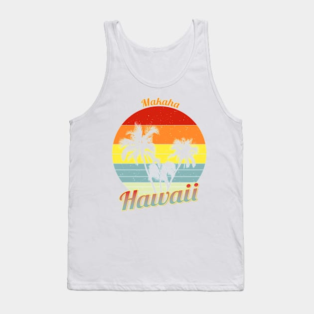 Makaha Hawaii Retro Tropical Palm Trees Vacation Tank Top by macdonaldcreativestudios